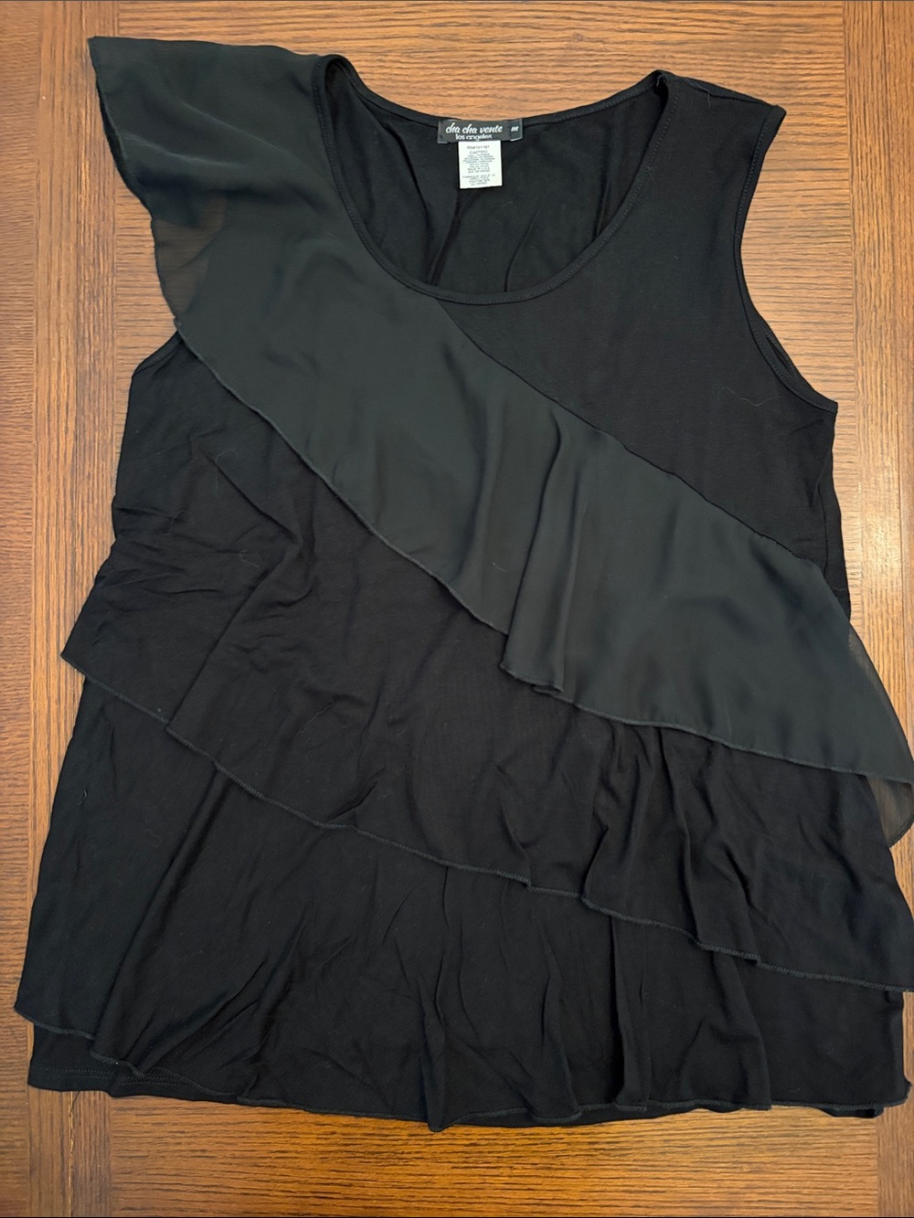 Cha cha vente Black Ruffle Layered Sleeveless Tank